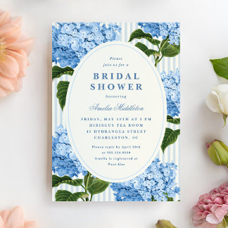 East Coast Blue Hydrangea Garden Bridal Shower Einladung
