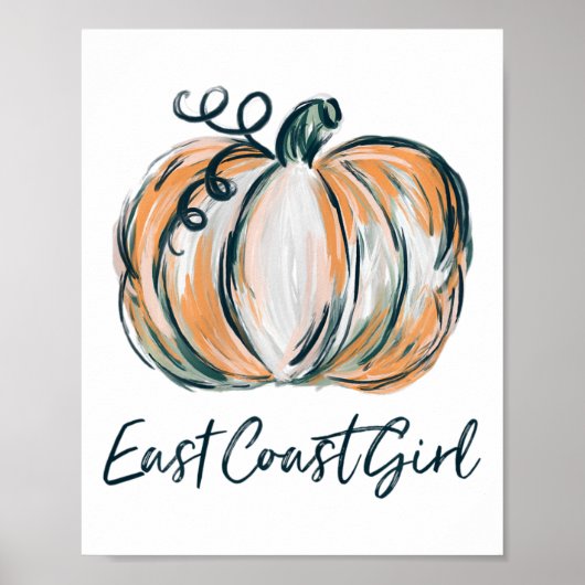 East Coast Girl Watercolor Pumpkin Fall Thanksgivi Poster (Vorne)