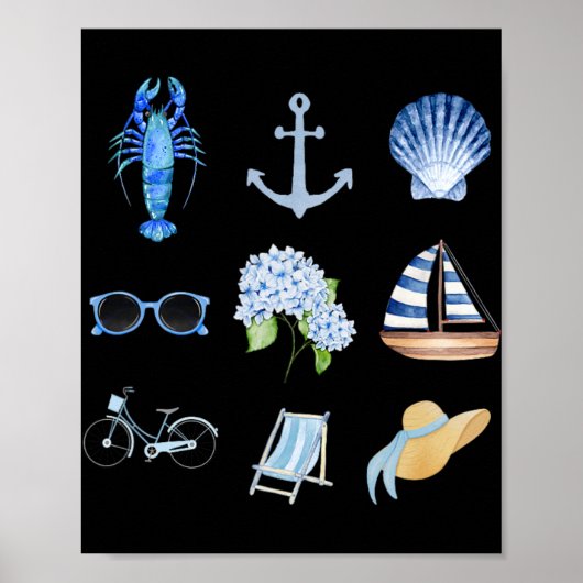East Coast Summer New England Aesthetic Collage Poster (Vorne)