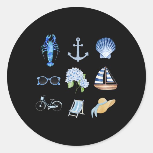 East Coast Summer New England Aesthetic Collage Runder Aufkleber (Vorderseite)