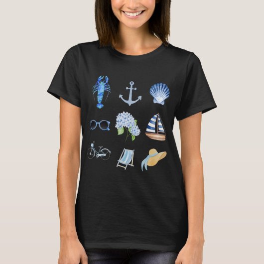 East Coast Summer New England Aesthetic Collage T-Shirt (Vorderseite)
