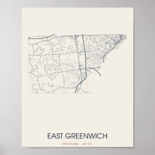 East Greenwich Rhode Island Straßenkarte Poster