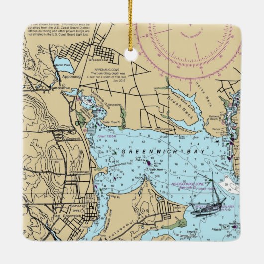 East Greenwich RI Chart Keramikornament (Rückseite)