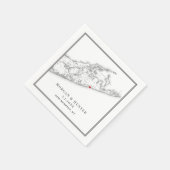 East Hampton NY Elegant Black and White Wedding Serviette (Ecke)