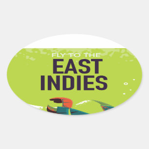 East Indies Vintage Reiseplakatkunst. Ovaler Aufkleber