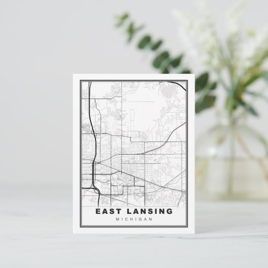 East Lansing Map Postkarte (Stehend Vorderseite)