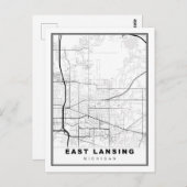 East Lansing Map Postkarte (Vorne/Hinten)