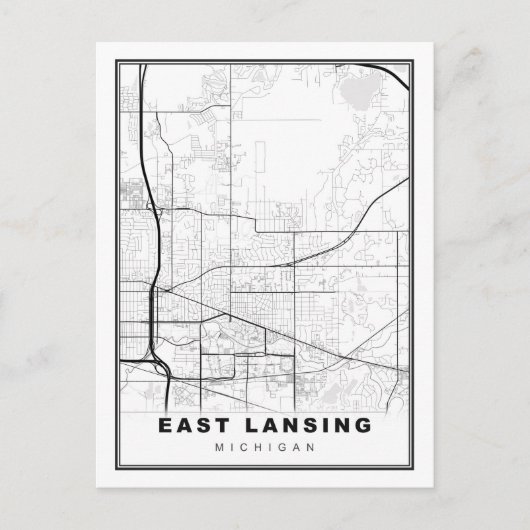East Lansing Map Postkarte (Vorderseite)