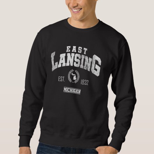 East Lansing MI Michigan Vintag Throwback Sweatshirt (Vorderseite)