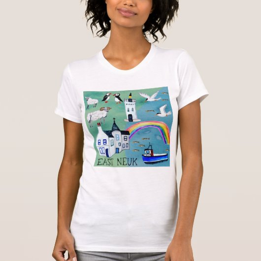 EAST NEUK Fife Scotland Watercolor Karte T-Shirt (Vorderseite)