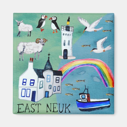 East Neuk of Fife Scotland Wasserfarbe Kunst Magnet (Vorne)