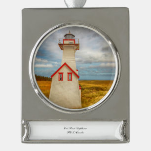 East Point Leuchtturm Banner-Ornament Silber