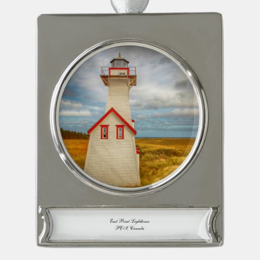 East Point Leuchtturm Banner-Ornament Silber (Vorderseite)