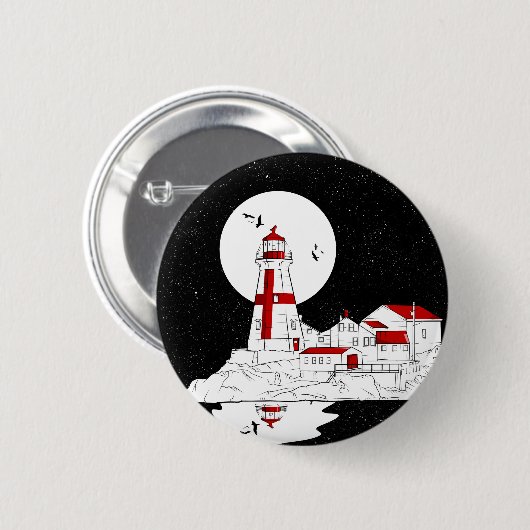 East Quoddy Head Lighthouse Wohnung Button (Vorne & Hinten)
