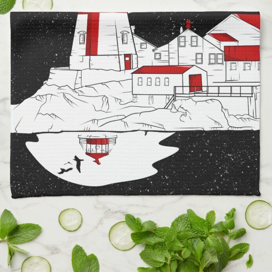 East Quoddy Head Lighthouse Wohnung Geschirrtuch (Gefaltet)