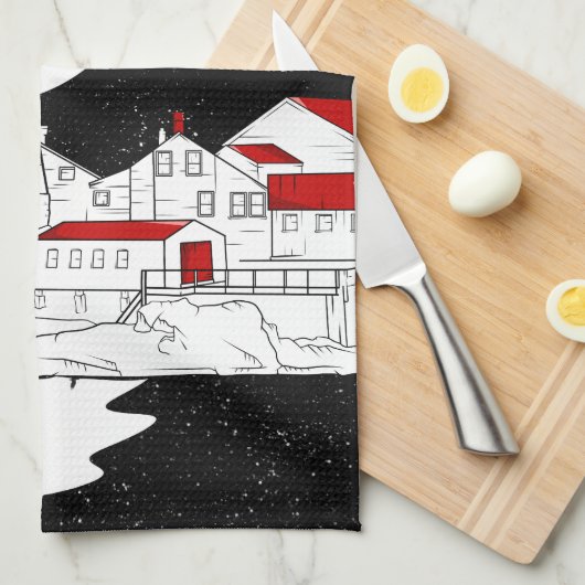 East Quoddy Head Lighthouse Wohnung Geschirrtuch (Viertel Falte)