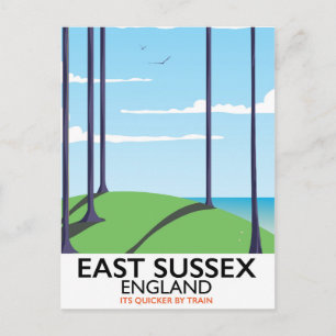 East Sussex, England Zugposter Postkarte