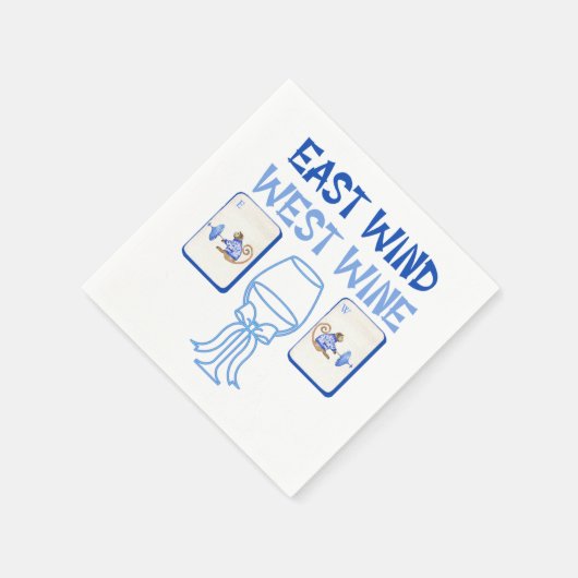 East Wind West Wine Mahjong Napkins Chinoiserie Serviette (Ecke)