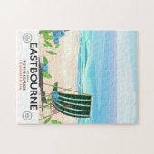Eastbourne Beach East Sussex Reiseplakat Puzzle (Horizontal)