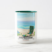 Eastbourne Beach East Sussex Reiseplakat Zweifarbige Tasse (Mittel)