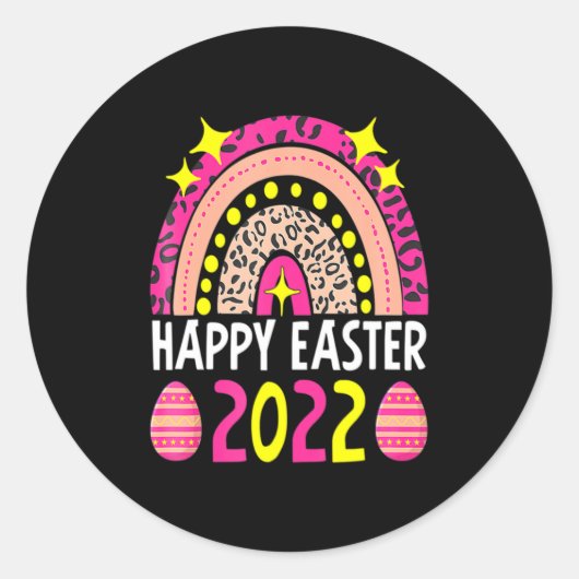 Easter 2022 rainbow cute happy easter 2022 women runder aufkleber (Vorderseite)
