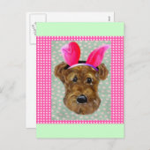 EASTER AIREDALE FEIERTAGSPOSTKARTE (Vorne/Hinten)