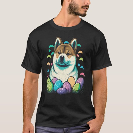 Easter Akita Inu Bunny Eggs Dog on Easter Akita In T-Shirt (Vorderseite)