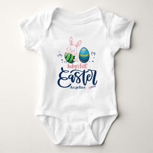 Easter Baby Boy Individuelle Name Baby Strampler (Vorderseite)