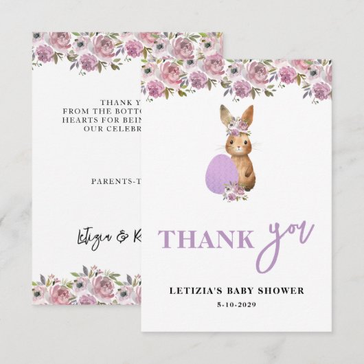 Easter Baby Shower Dankeskarte (Vorne/Hinten)