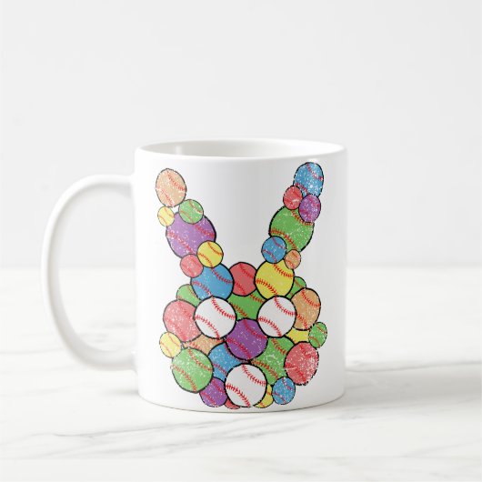 Easter Baseball Lover Bunny Head Ball Egg Hunting Kaffeetasse (Links)