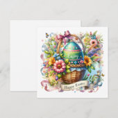 Easter Basket Eggs & Spring Flowers Feiertagskarte (Vorne/Hinten)