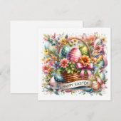Easter Basket Eggs & Spring Flowers Feiertagskarte (Vorne/Hinten)