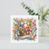 Easter Basket Eggs & Spring Flowers Feiertagskarte (Stehend Vorderseite)