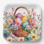 Easter Basket Eggs & Spring Flowers Pappteller (Vorderseite)