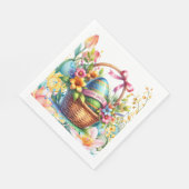 Easter Basket Eggs & Spring Flowers Serviette (Ecke)