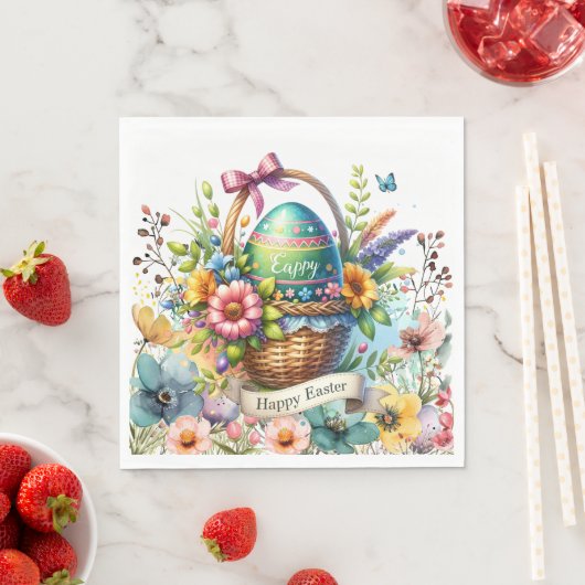 Easter Basket Eggs & Spring Flowers Serviette (Beispiel)