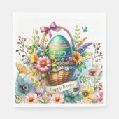 Easter Basket Eggs & Spring Flowers Serviette (Vorderseite)