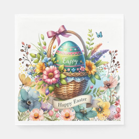 Easter Basket Eggs & Spring Flowers Serviette (Vorderseite)
