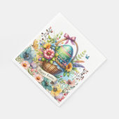 Easter Basket Eggs & Spring Flowers Serviette (Ecke)