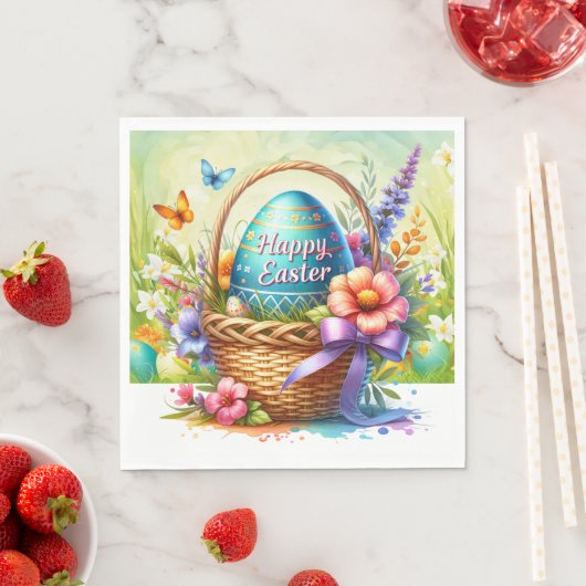 Easter Basket Eggs & Spring Flowers Serviette (Beispiel)