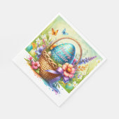 Easter Basket Eggs & Spring Flowers Serviette (Ecke)