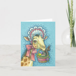 EASTER BASKET GIRAFFE NOTE CARD Blank Feiertagskarte