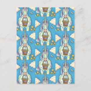 EASTER BASKET UNICORN, NIEDLICHE FANTASY HORSE POS POSTKARTE