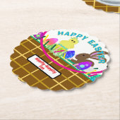 Easter Basket Yellow Blue Chick Egg Rabbit Untersetzer (angewinkelt)