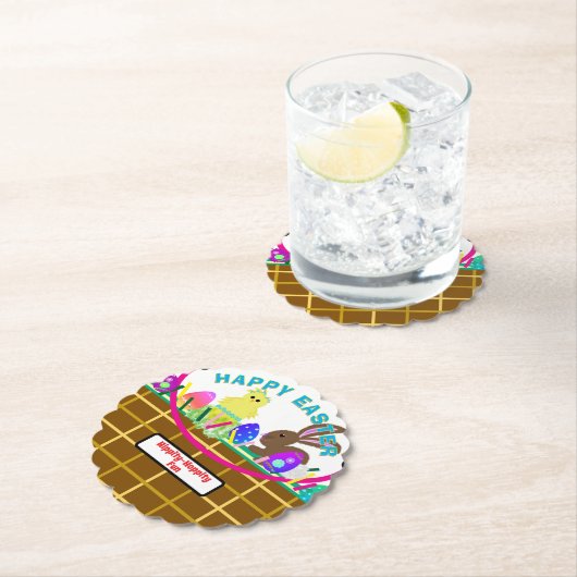 Easter Basket Yellow Blue Chick Egg Rabbit Untersetzer (Vor Ort)