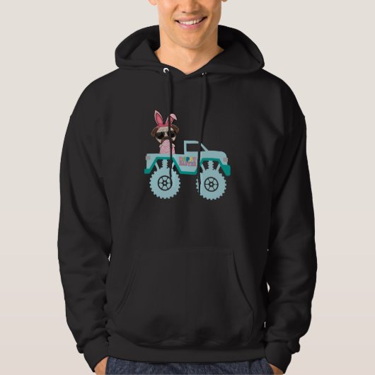 Easter Bearded Dragon Bunny Riding Monster Truck T Hoodie (Vorderseite)