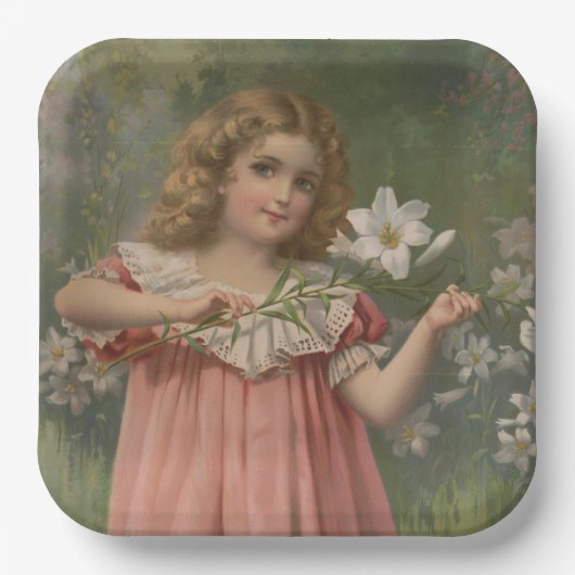 Easter Beauties, Vintage Illustration, 1898 Pappteller (Vorderseite)