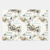 Easter Birds & Pastel Eggs Watercolor Floral Geschenkpapier Set (Vorderseite 2)