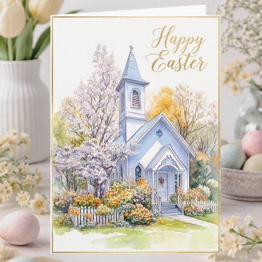 Easter Blessing Watercolor Spring Church Floral Karte