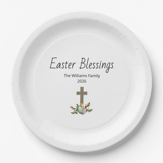 Easter Blessings Decorated Eggs Christian Cross  Pappteller (Vorderseite)